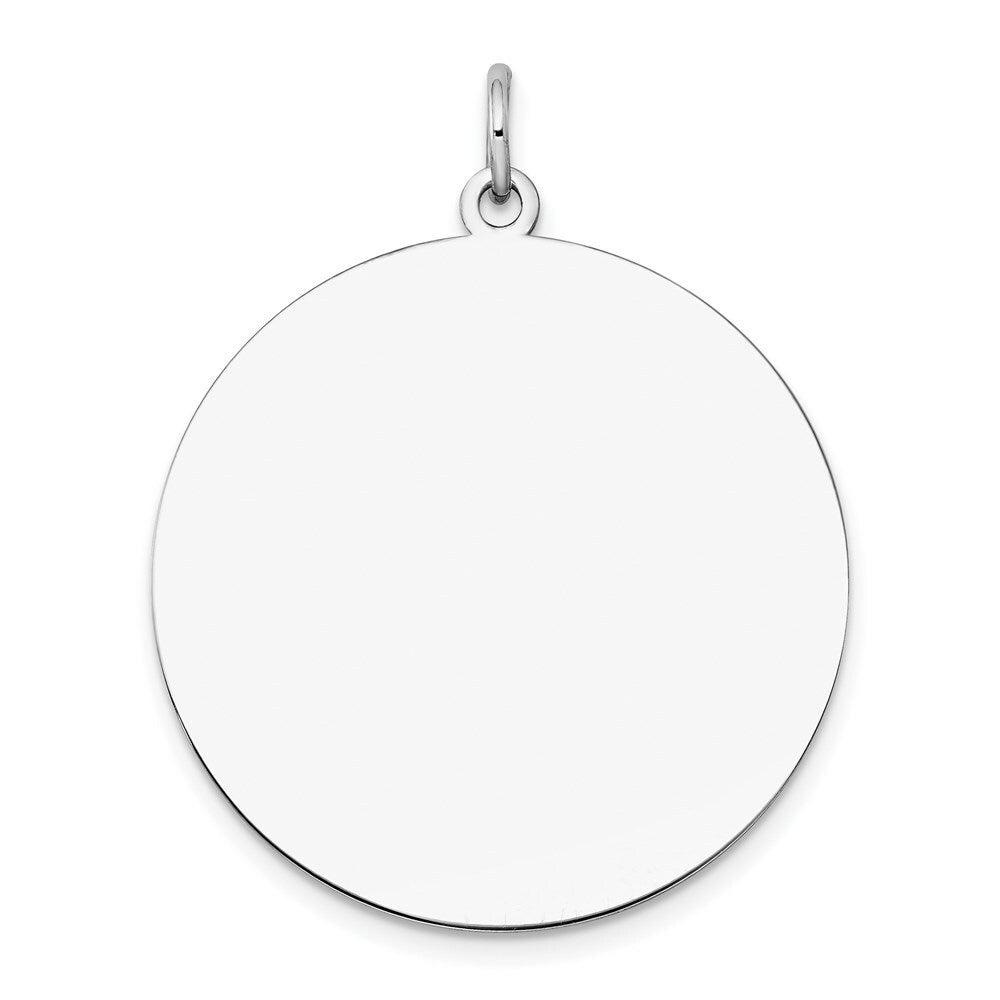 14K White Gold Plain .013 Gauge Round Engravable 28mm Disc Charm