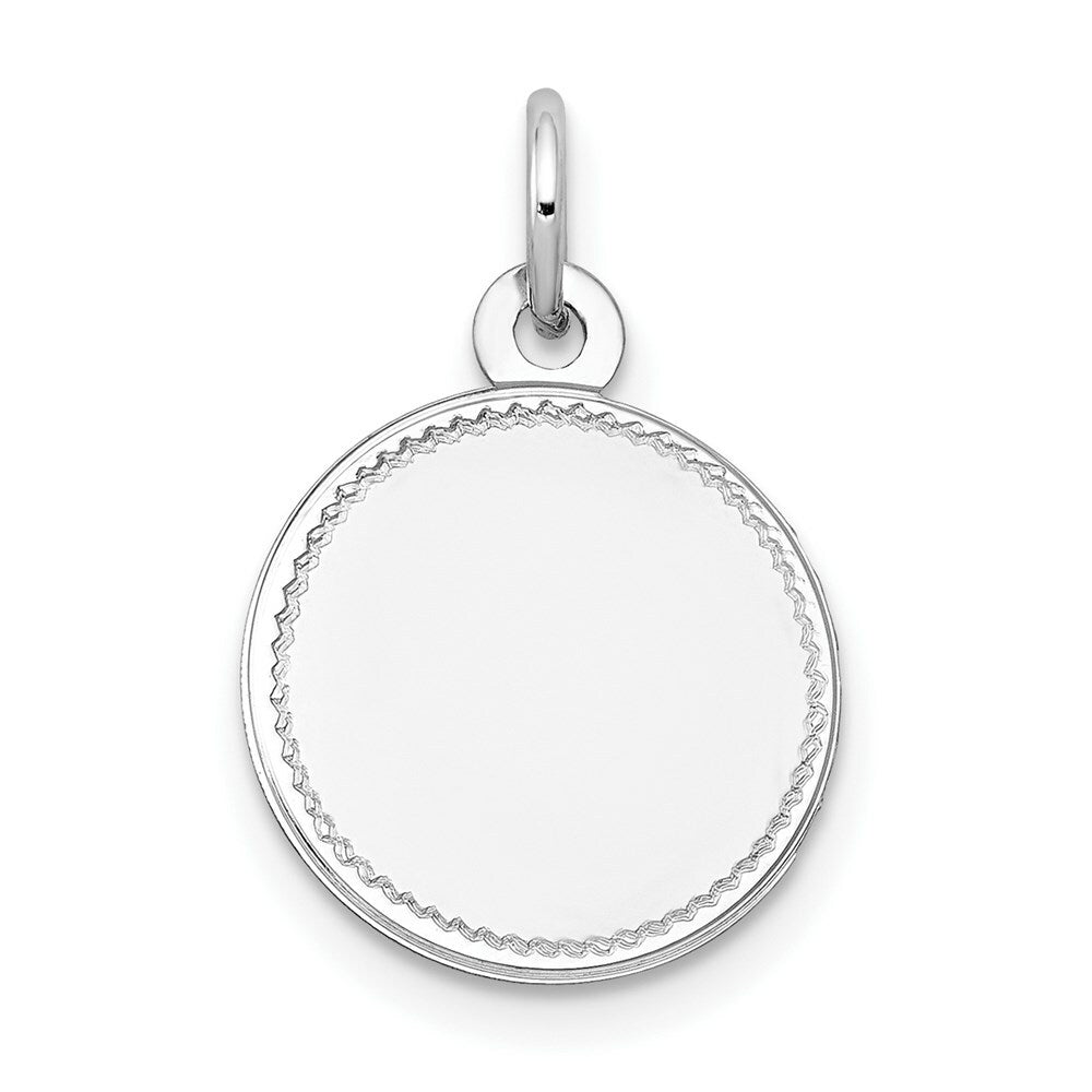 14K White Gold Plain .013 Gauge Round Engravable 13mm Disc Charm