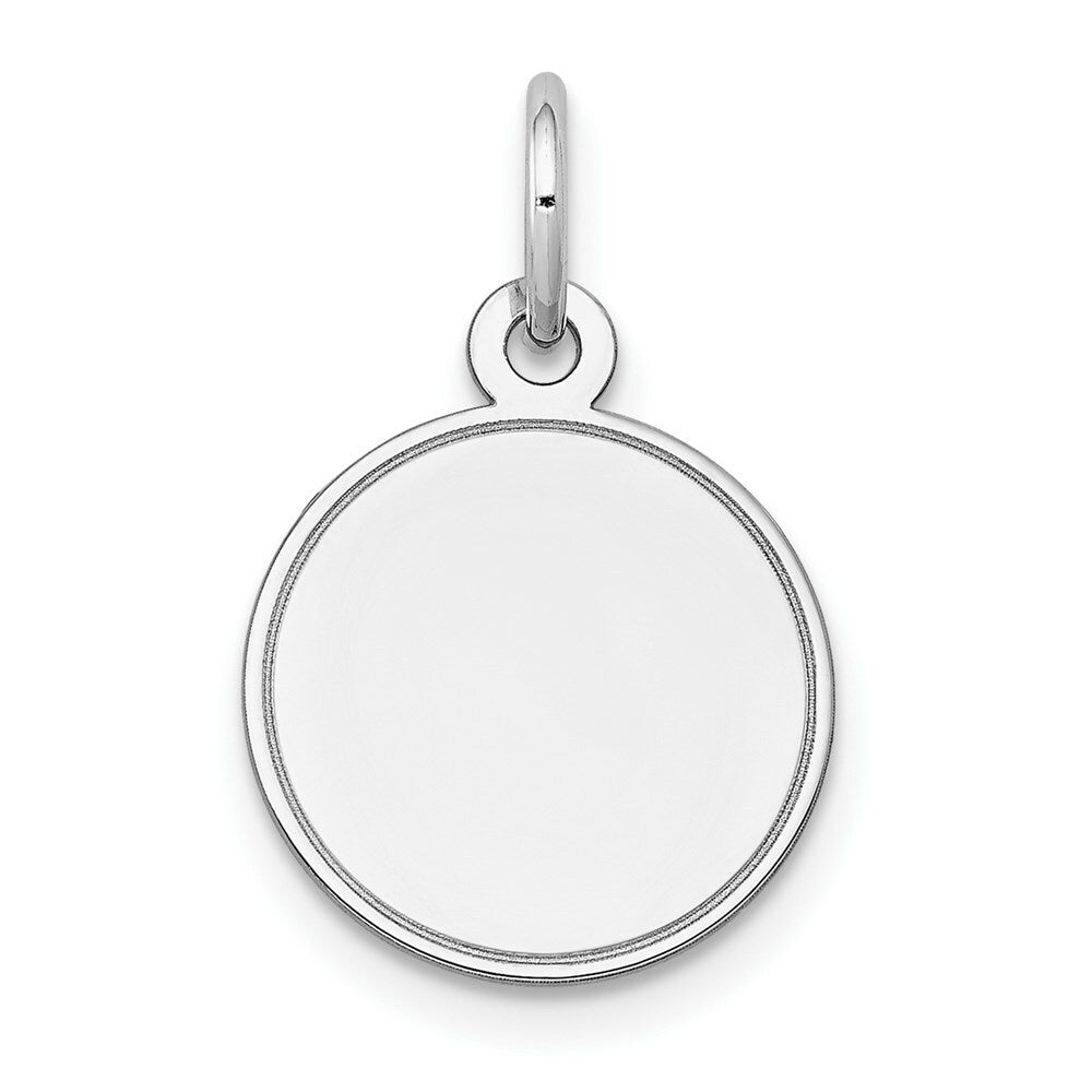 14K White Gold Plain .018 Gauge Round Engravable 13mm Disc Charm