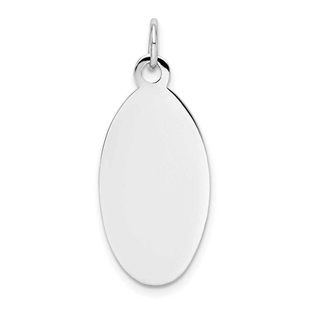 14K White Gold Plain .018 Gauge 22x12mm Elliptical Engravable Disc Charm