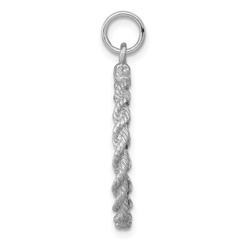 14K White Gold .013 Gauge Round Engravable22mm Disc with Rope Charm