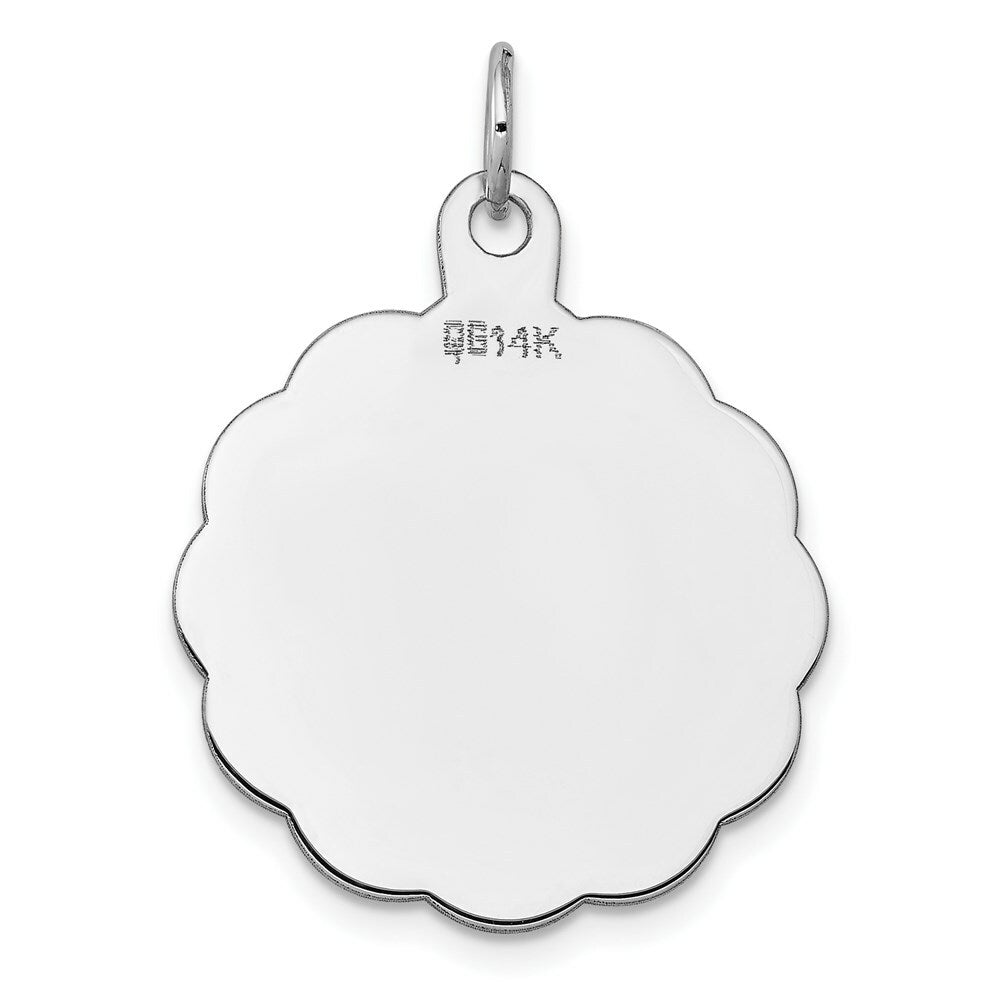 14K White Gold .011 Gauge Engravable Scalloped 23mm Disc Charm