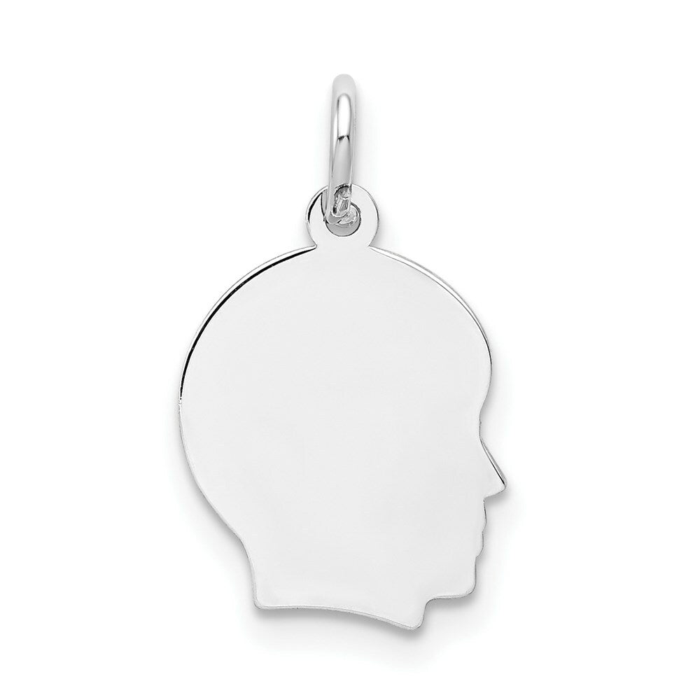 14K White Gold Plain Small Facing Right Engravable Boy Charm 20mm length