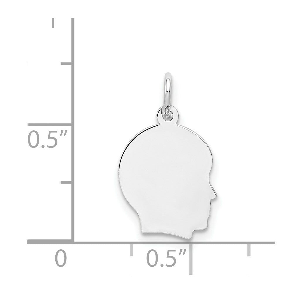 14K White Gold Plain Small Facing Right Engravable Boy Charm 20mm length