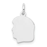 Load image into Gallery viewer, 14K White Gold Plain Small Facing Left Engravable Girl Charm 20mm length
