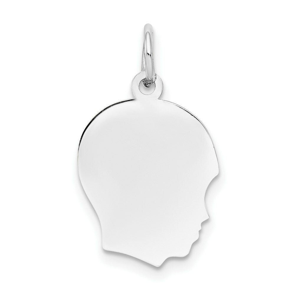 14K White Gold Plain Medium Facing Right Engravable Boy Charm 24mm length