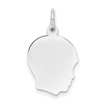 Load image into Gallery viewer, 14K White Gold Plain Medium Facing Right Engravable Boy Charm 24mm length
