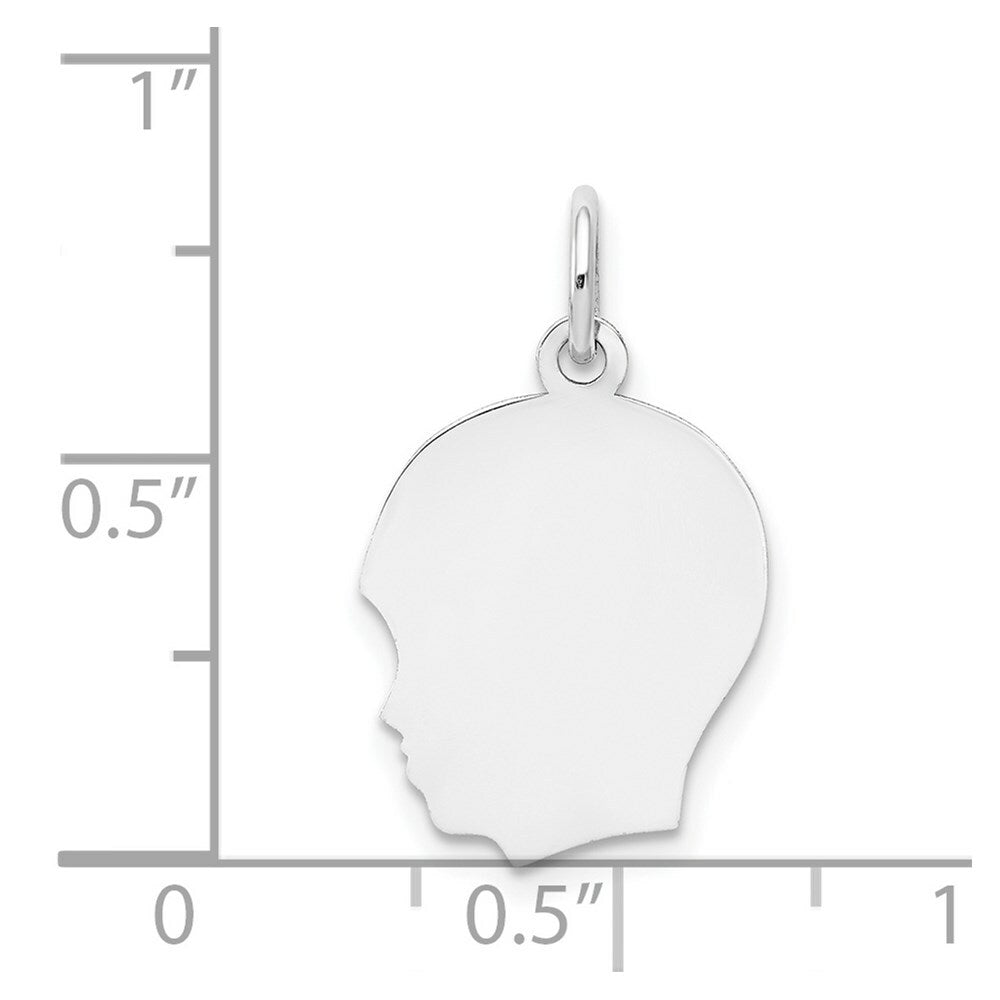 14K White Gold Plain Medium Facing Left Engravable Boy Charm 24mm length
