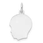 Load image into Gallery viewer, 14K White Gold Plain Medium Facing Left Engravable Boy Charm 24mm length

