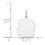 Load image into Gallery viewer, 14K White Gold Plain Medium Facing Left Engravable Girl Charm 24mm length
