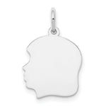 Load image into Gallery viewer, 14K White Gold Plain Medium Facing Left Engravable Girl Charm 24mm length
