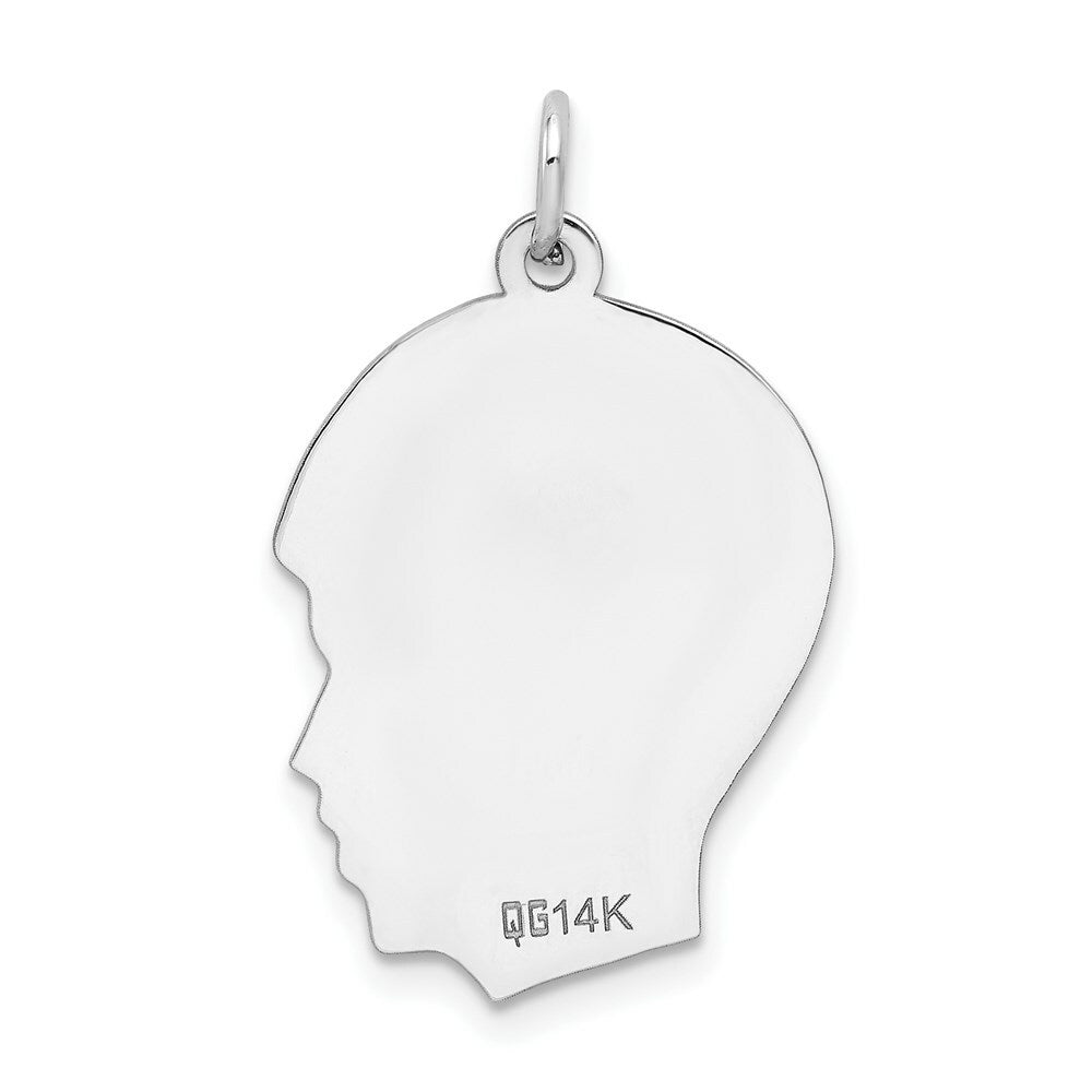 14K White Gold Plain Medium Facing Right Engravable Boy Charm 29mm length