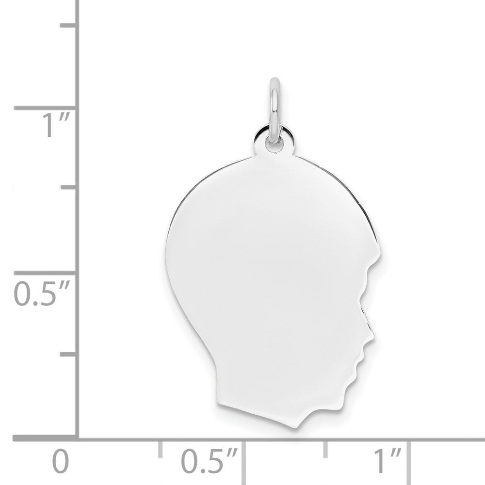 14K White Gold Plain Medium Facing Right Engravable Boy Charm 29mm length