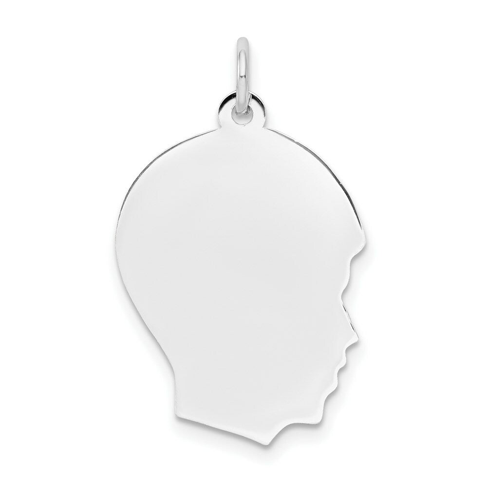 14K White Gold Plain Medium Facing Right Engravable Boy Charm 29mm length