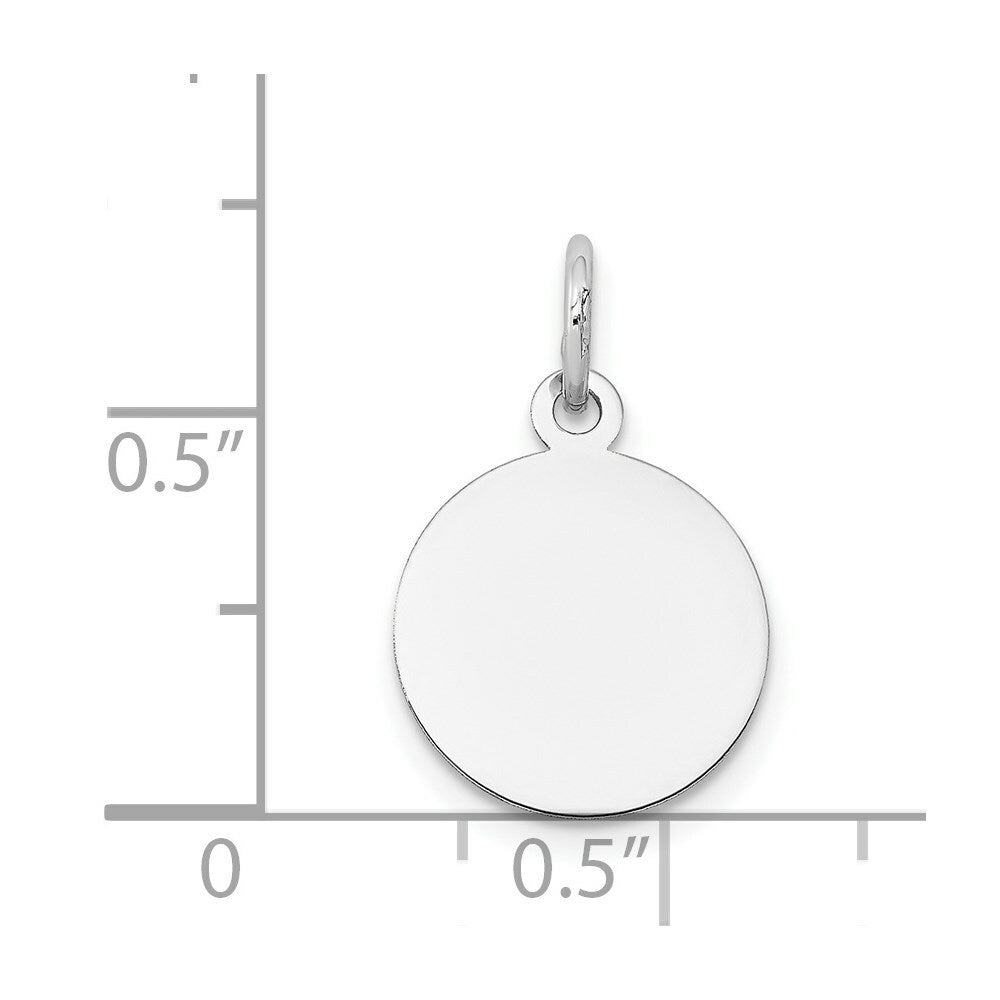 14K White Gold Round Disc Charm 12mm width
