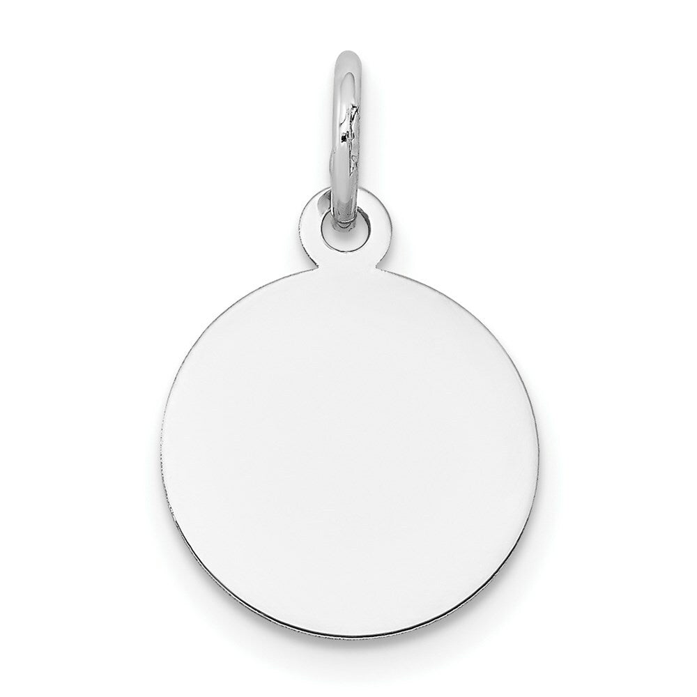 14K White Gold Round Disc Charm 12mm width