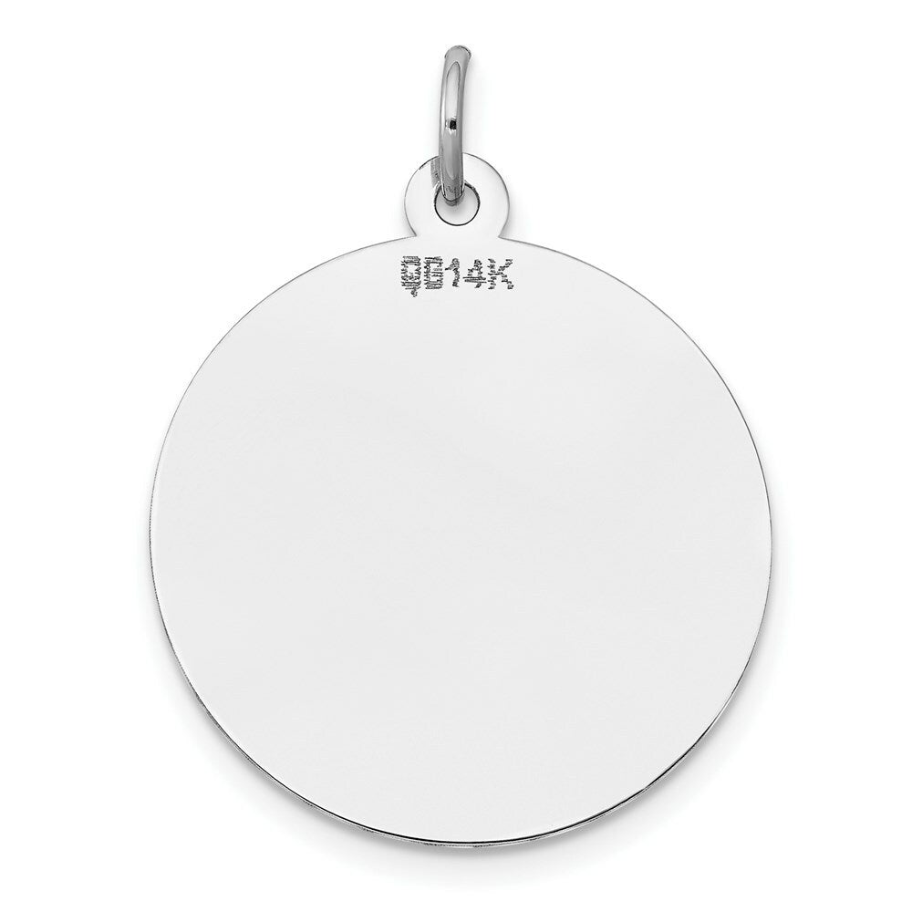 14K White Gold Round Disc Charm 22mm width