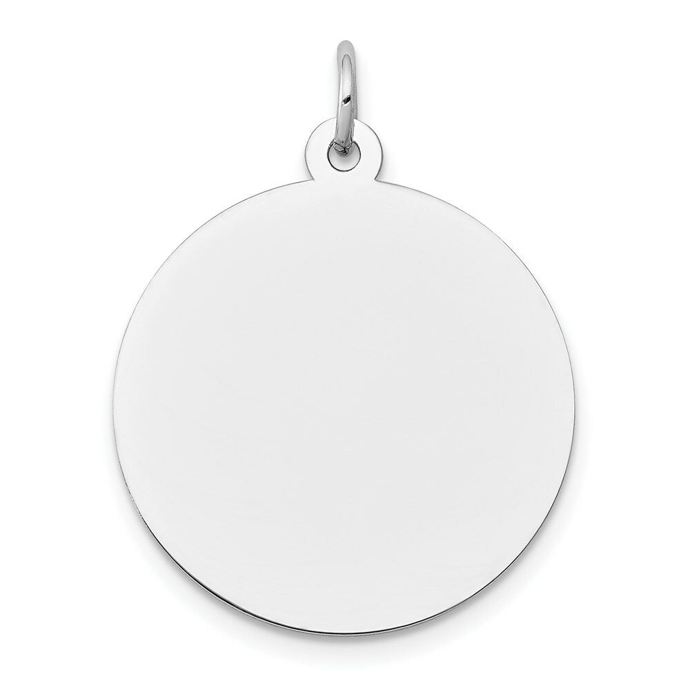 14K White Gold Round Disc Charm 22mm width