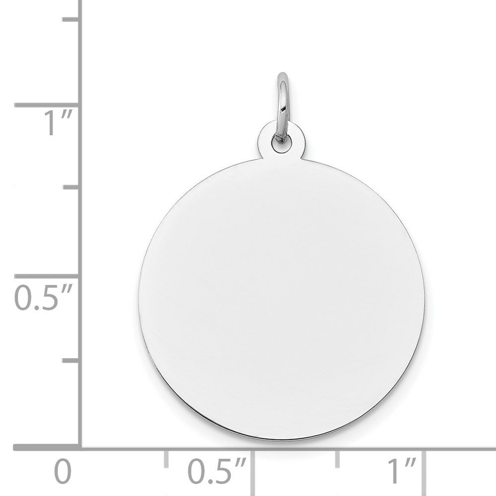 14K White Gold Round Disc Charm 22mm width