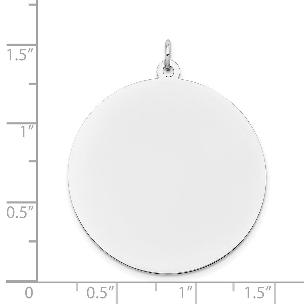 14K White Gold Round Disc Charm 32mm width