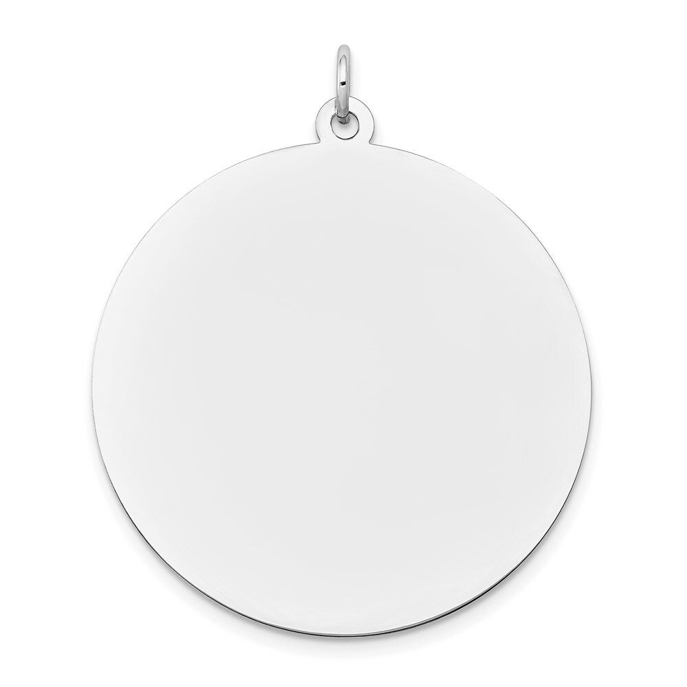 14K White Gold Round Disc Charm 32mm width