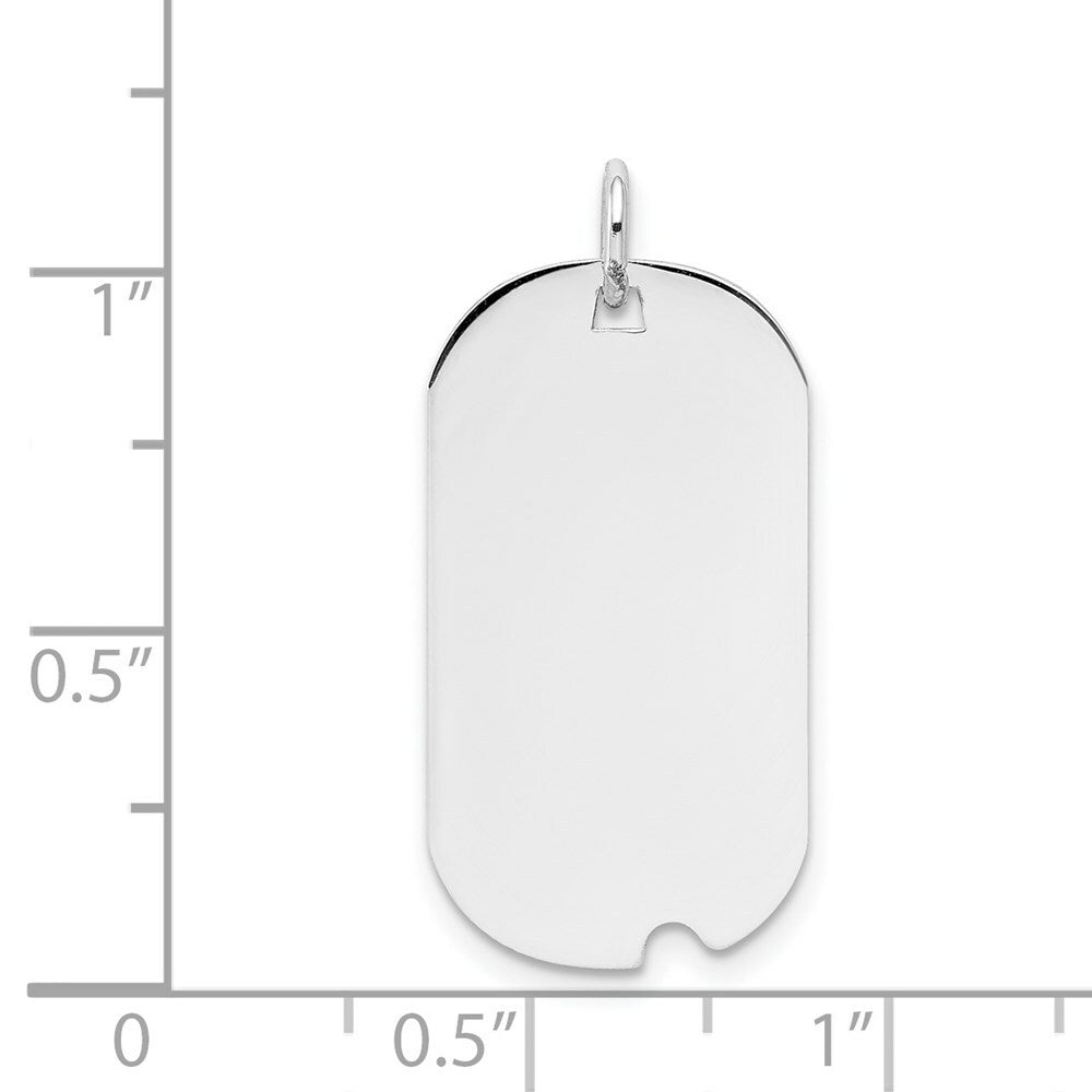 14K White Gold Plain .027 Gauge Engravable Dog Tag w/Notch Disc Charm 28mm length
