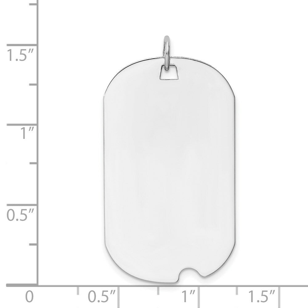 14K White Gold Plain .035 Gauge Engravable Dog Tag w/Notch Disc Charm 39mm length