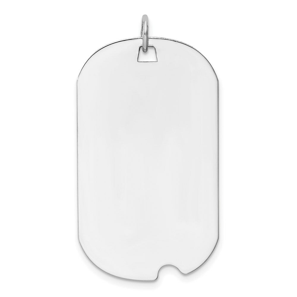 14K White Gold Plain .035 Gauge Engravable Dog Tag w/Notch Disc Charm 39mm length