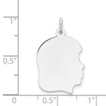 Load image into Gallery viewer, 14K White Gold Plain Medium Facing Right Engravable Girl Charm 28mm length
