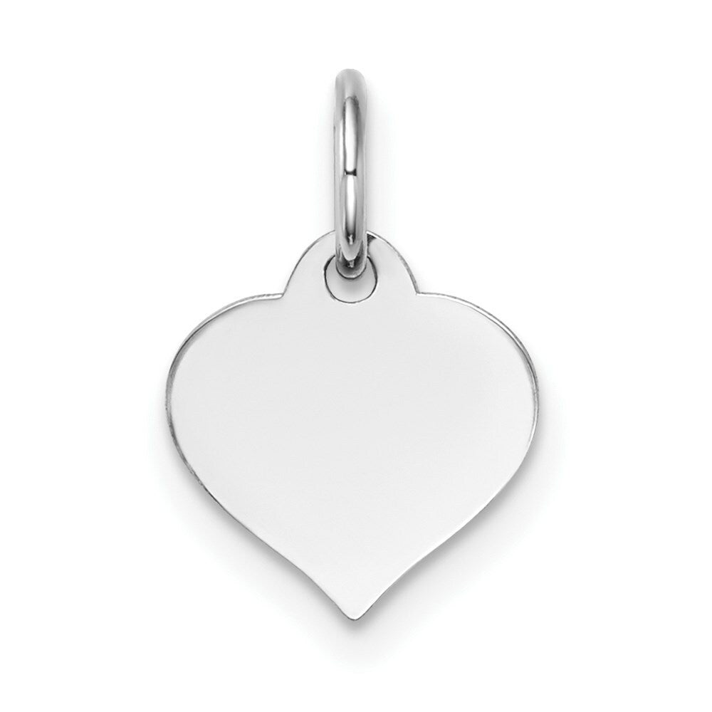 14K White Gold Heart Disc Charm 10mm Diameter
