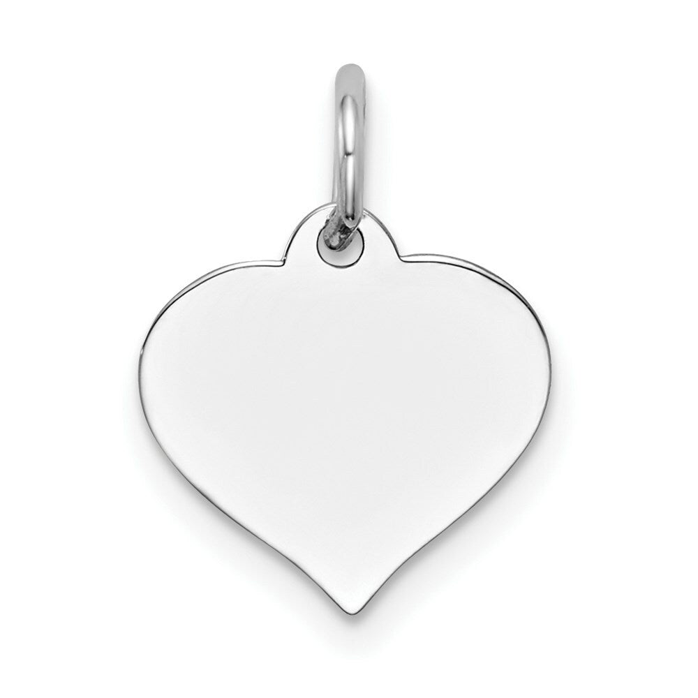 14K White Gold Heart Disc Charm 12mm Diameter