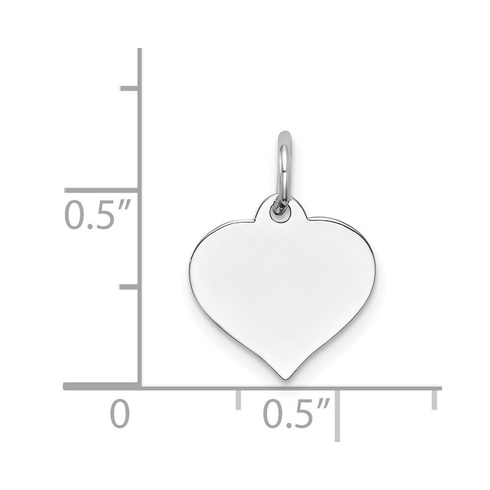 14K White Gold Heart Disc Charm 12mm Diameter