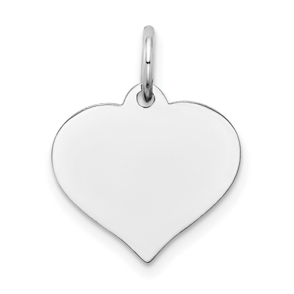 14K White Gold Heart Disc Charm 14mm Diameter