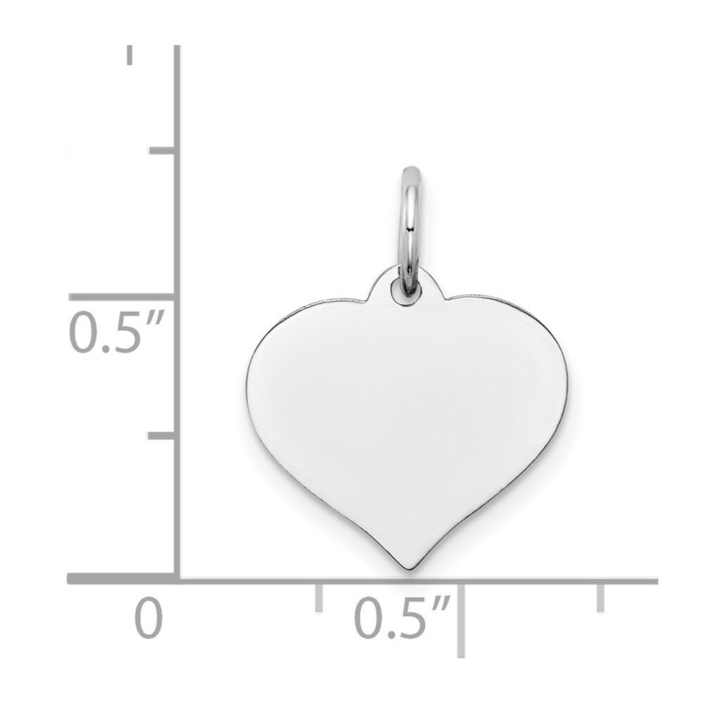14K White Gold Heart Disc Charm 14mm Diameter