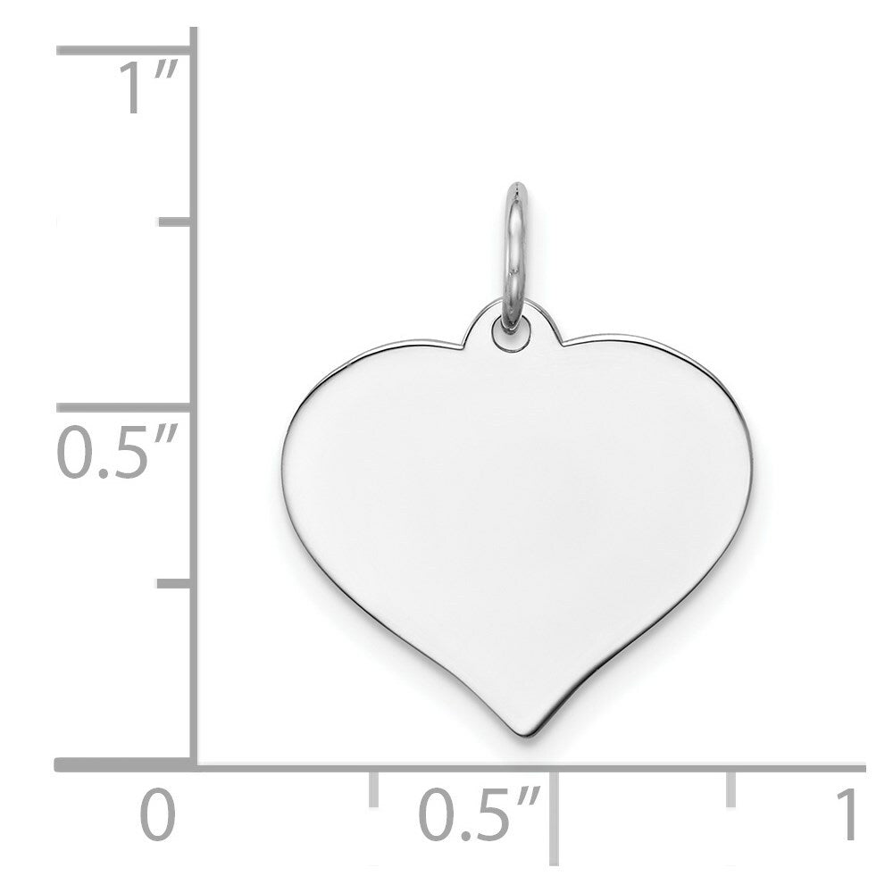 14K White Gold Heart Disc Charm 16mm Diameter