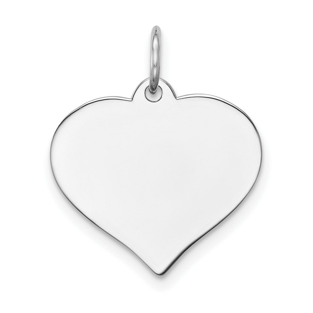 14K White Gold Heart Disc Charm 16mm Diameter