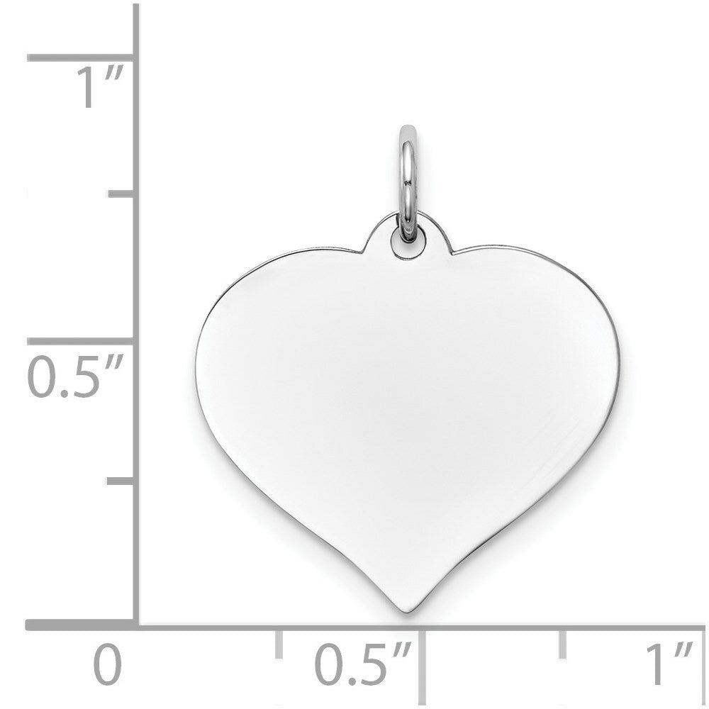 14K White Gold Heart Disc Charm 18mm Diameter
