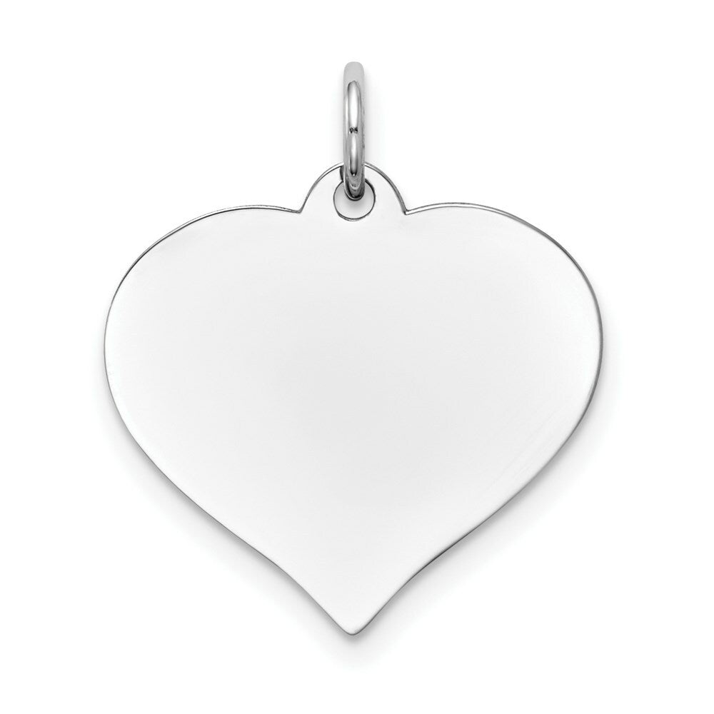 14K White Gold Heart Disc Charm 18mm Diameter