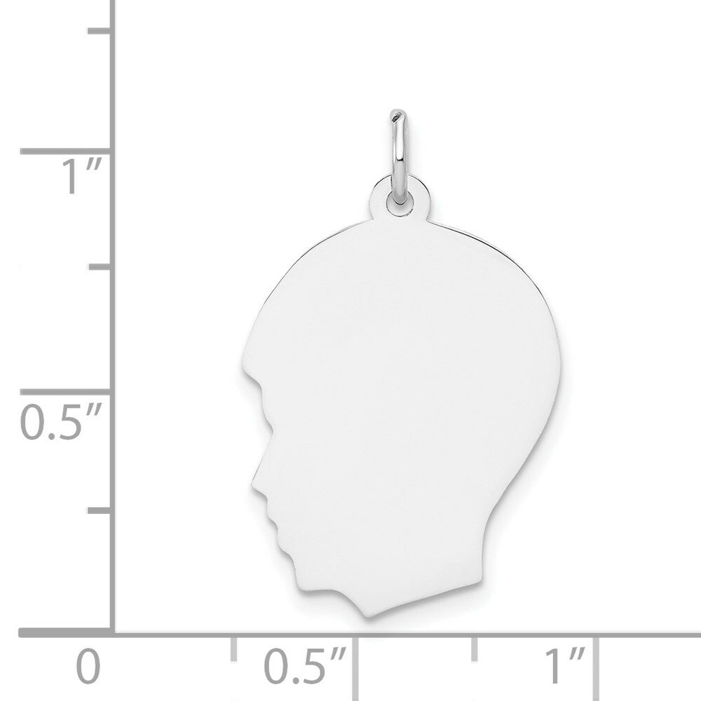 14K White Gold Plain Medium Facing Left Engravable Boy Charm 29mm length