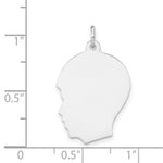 Load image into Gallery viewer, 14K White Gold Plain Medium Facing Left Engravable Boy Charm 29mm length

