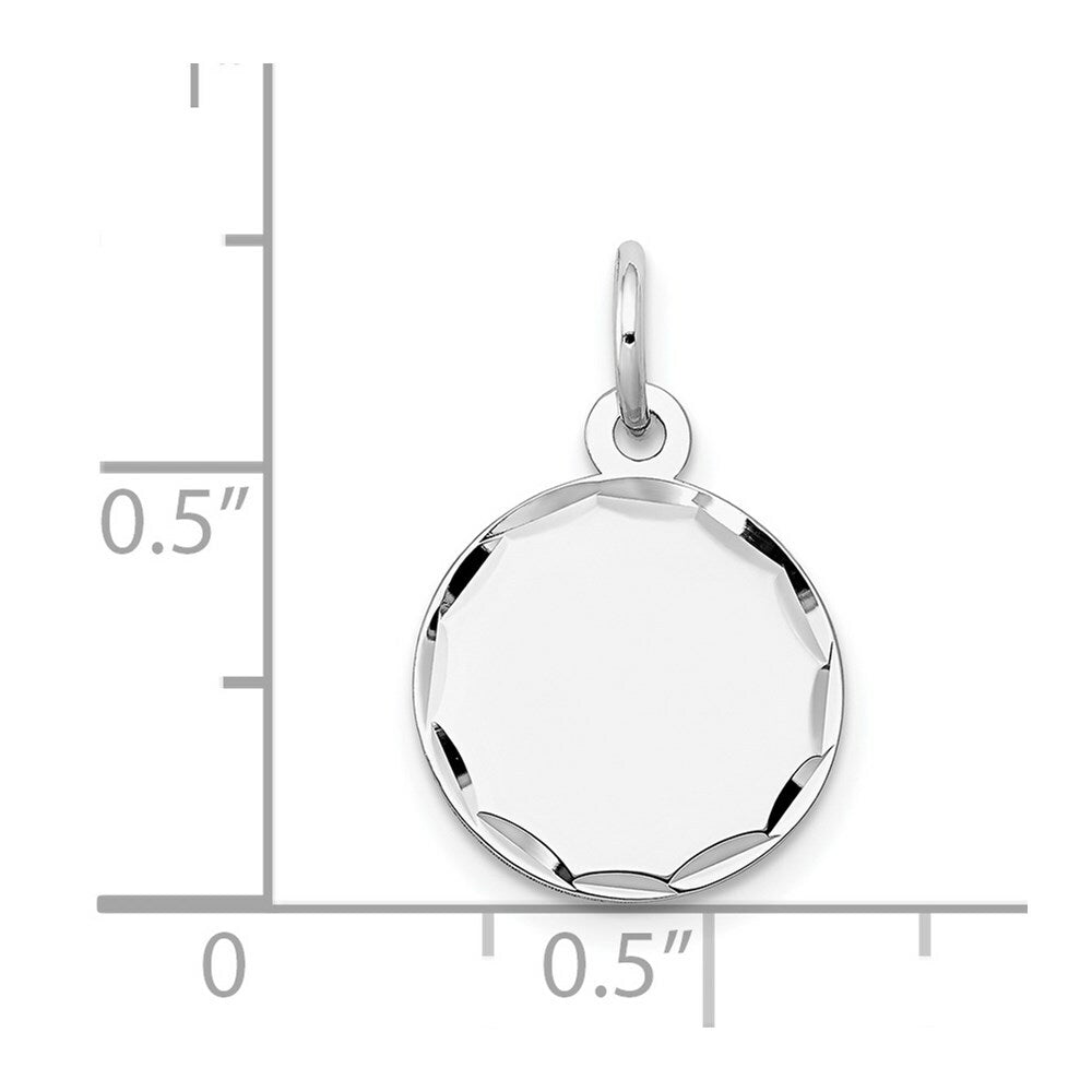 14K White Gold Etched .011 Gauge Engraveable Round Disc Charm