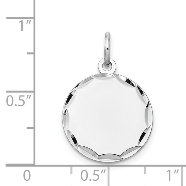 14K White Gold Etched .013 Gauge Engraveable Round Disc Charm