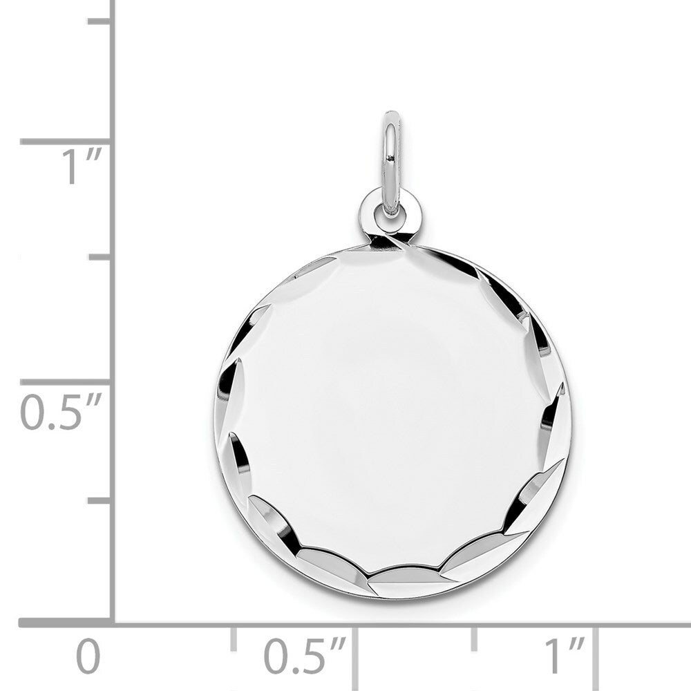 14K White Gold Etched .011 Gauge Engraveable Round Disc Charm