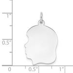 Load image into Gallery viewer, 14K White Gold Plain Medium Facing Left Engravable Girl Charm 28mm length
