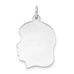 Load image into Gallery viewer, 14K White Gold Plain Medium Facing Left Engravable Girl Charm 28mm length

