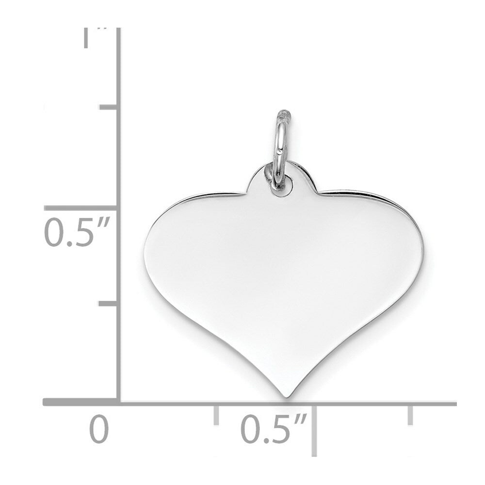 14K White Gold Plain .013 Gauge Engraveable Heart Disc Charm