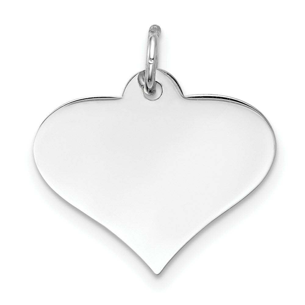 14K White Gold Plain .018 Gauge Engraveable Heart Disc Charm