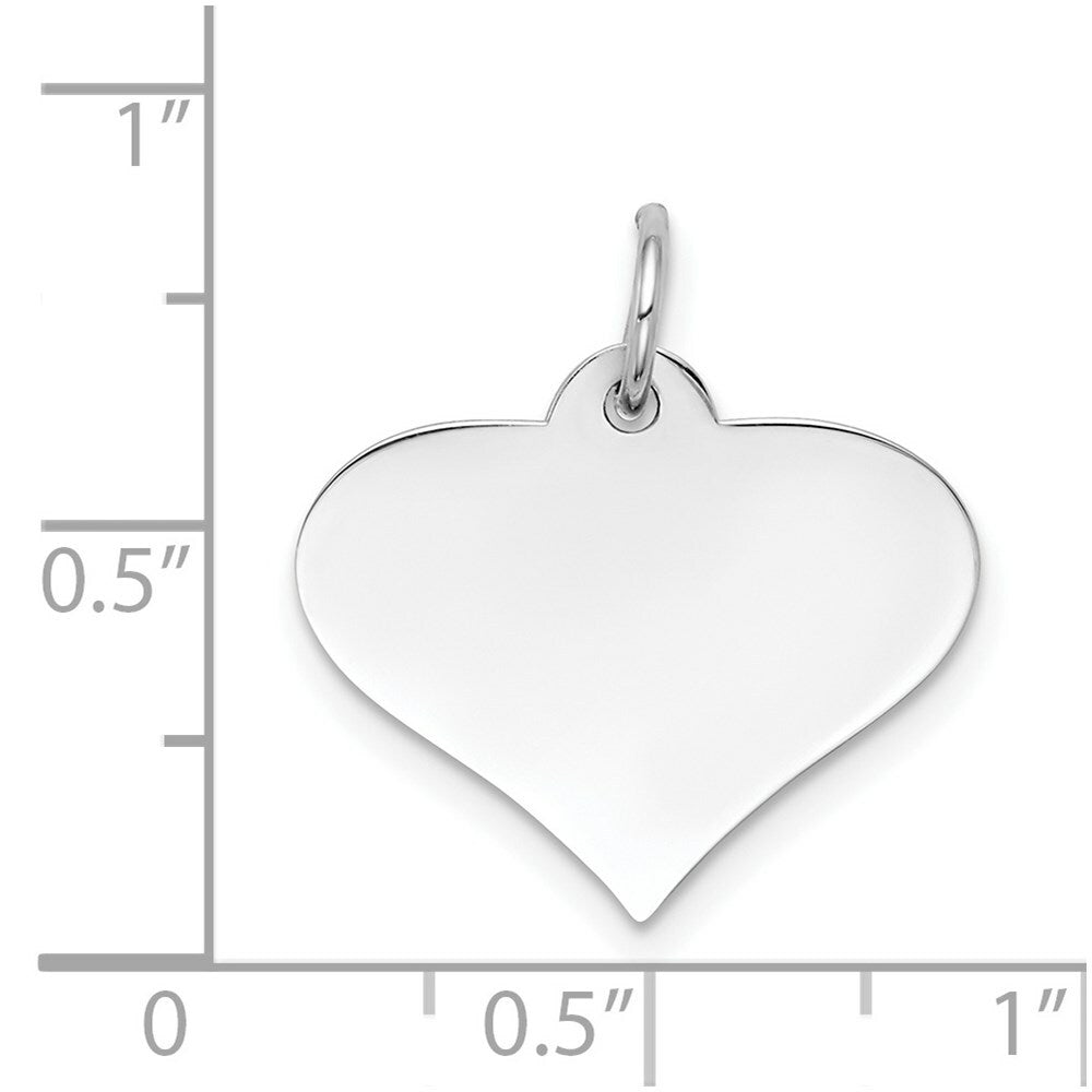 14K White Gold Plain .011 Gauge Engraveable Heart Disc Charm