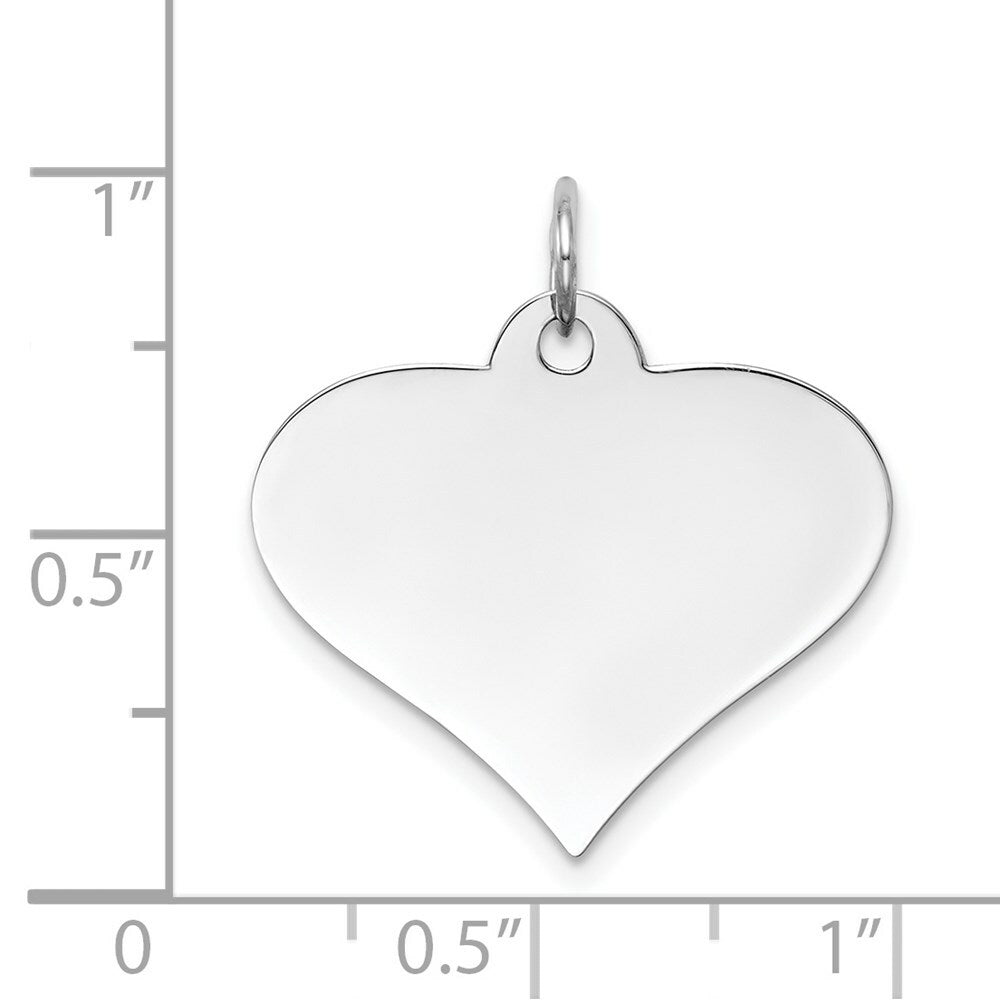 14K White Gold Plain .027 Gauge Engraveable Heart Disc Charm
