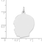 Load image into Gallery viewer, 14K White Gold Plain Large Facing Left Engravable Boy Charm 31mm length
